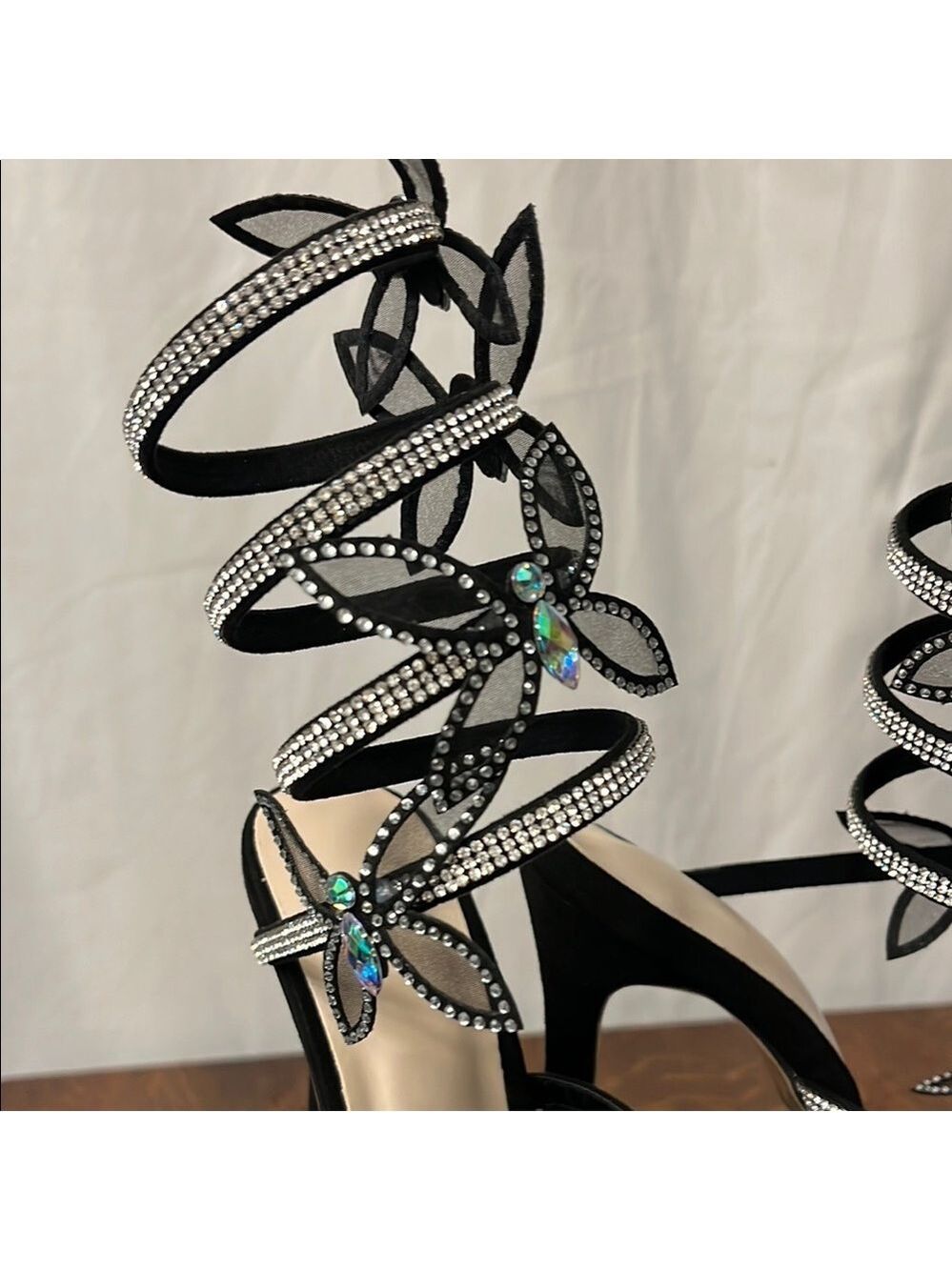 HOST PICK 🌺 Elegant Black Strappy Heels with Rhinestone Accents - Picture 3 of 9